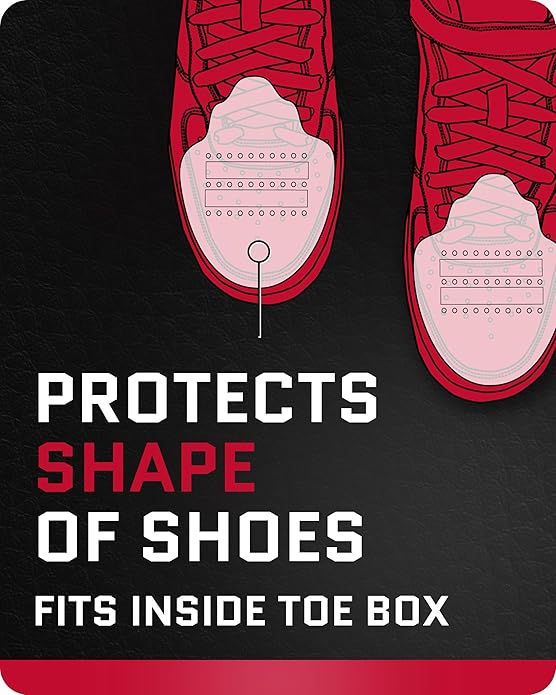 FORCEFIELD Shoe Crease Preventer - Foam Crease Protector for Shoes & Boots - Fits Inside Toe Box, Prevents Creasing - Adhesive Strips for Secure Fit - Fits Kids Size 4-7, Women’s 5-12, Men’s 8+