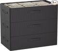 CYhom 3Pcs Under Bed Storage Bins with Metal Frame - Shoe Organizer for Closet with Clear Cover Oxford Fabric Sturdy Underbed Container Foldable Stackable Clothes Organizer (Black, 23.5x11.8x6.3)