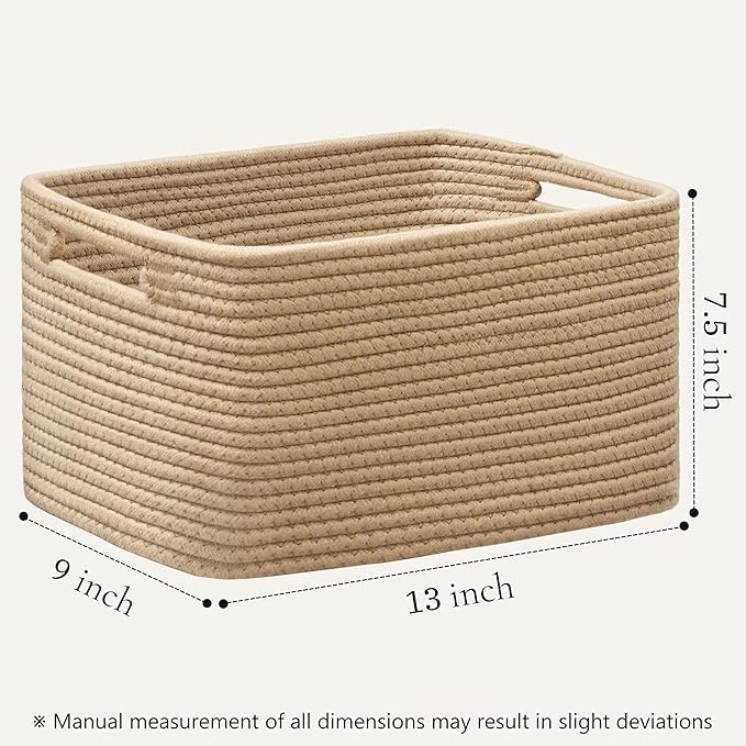 UBBCARE 2 Pack Storage Baskets for Shelves, Baskets for Organizing, Cube Shelf Storage Bin with Handles, Woven Storage Basket, 13"L x 9"W x 7.5"H, Brown