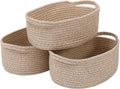 Woven Basket,Small Rope Storage Bin with Handles & Ribbon Bag, Organizer for Shelves Closets,Gift Basket Empty for Birthday,Books,Dog Toys,Oatmeal/3 Pack
