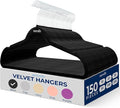 SereneLife Non-Slip Velvet Hangers, Mega Pack, 150 Pieces Hangers for Clothes, Heavy Duty Cloth Hanger Set with 360 Degree Swivel Hook, Black