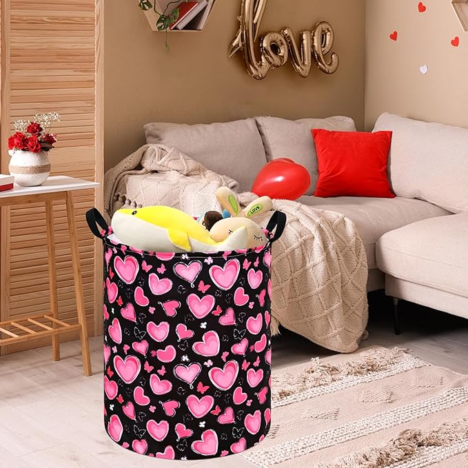 Girls Storage Basket Kids Hamper Storage Bins Organizer Toy Box Large Canvas Waterproof Laundry Basket for Home/Dorm/Kitchen/Pet/Office/Closet/Shelf/Gift Baskets