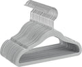 SONGMICS Baby Kids Hangers 30 Pack for Closet, 11.8 x 8.1 Inches, Silver 360° Swivel Hooks, Space-Saving Clothes Velvet Hangers for Nursery, Non-Slip, Dove Gray UCRF027G30