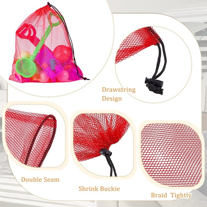 36 Pcs Mesh Laundry Drawstring Bag 13 x 15.5 Inch Mesh Equipment Nylon Net Bag with Cord Lock Closure for Beach Travel Pool Toy Storage