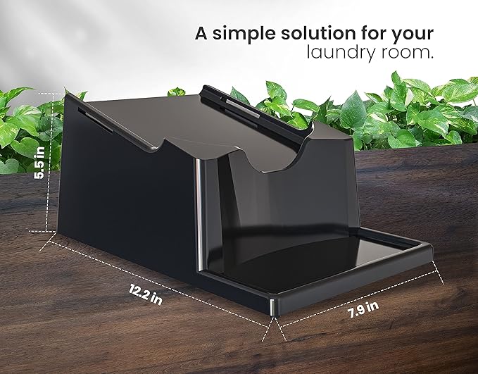Skywin TidyFriend Laundry Detergent Holder Stand with Drip Tray, Laundry Soap Holder with Non-Slip Rubber Feet for Washing Space Organization, Angled Downward Slope for Easy Pouring (Black)