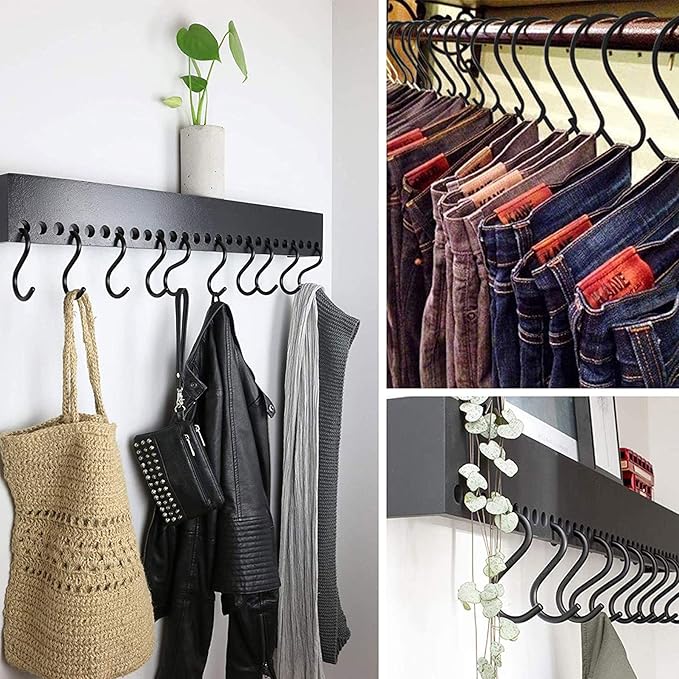 60 Pack 3.5 inch Heavy Duty S Hooks - Plants, Outdoor, Light, Cup, Large Hangers for Kitchen, Bathroom, Bedroom and Office (Silver)