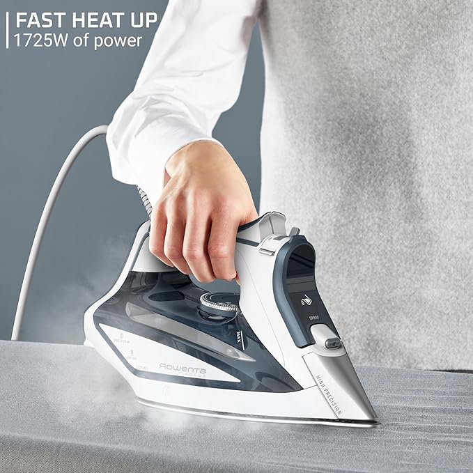 Rowenta Iron Steamer for Clothes,Focus Stainless Steel Soleplate,400 Microsteam Holes,Powerful Steam Iron,Lightweight,Leakproof,1725 Watts,(Pack of 3)