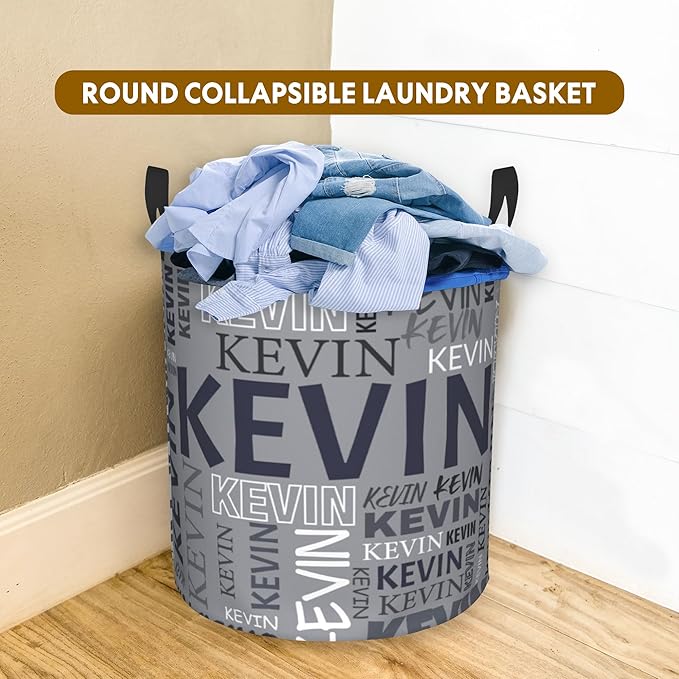 Custom Name Laundry Hamper, Personalized Dirty Clothes Hamper with Name for Bathroom Bedrooms Clothes Storage Organizer, Personalized Gifts for Boys Girls Men Women