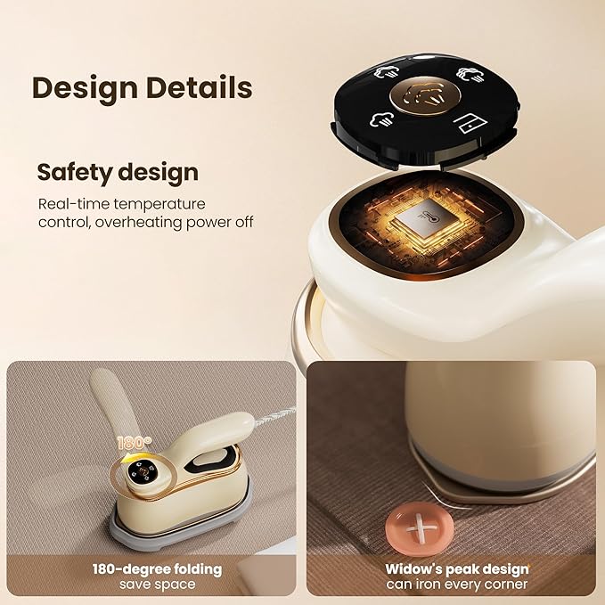 Portable Clothes Steamer 175x80mm Ceramic Glaze Panel Iron LCD 220ml Water Tank 1200W&15s Fast Heat Up 4-speed Steamer for Clothes of all Fabrics Dry&Wet Iron for Home Travel Business Trip