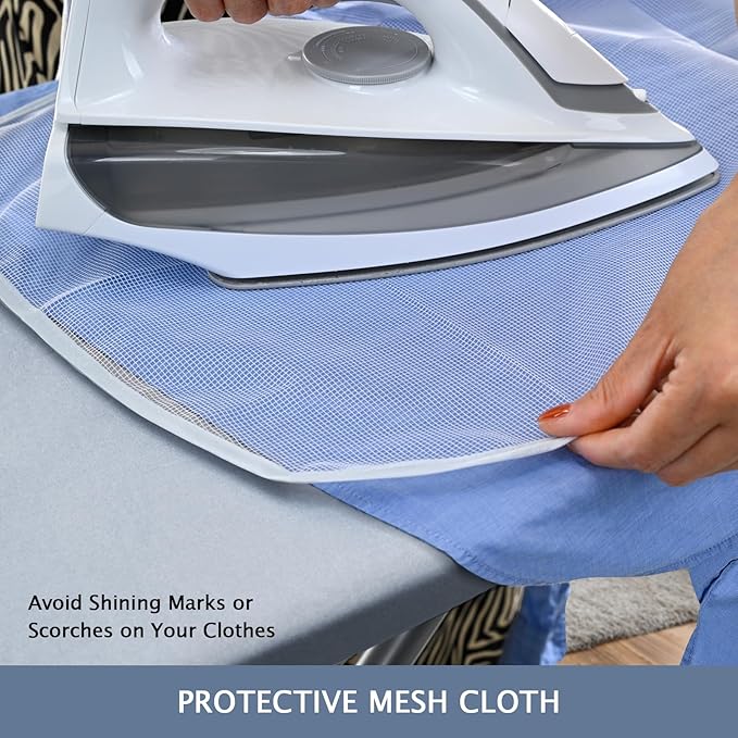 SheeChung 14"x42" Over The Door Ironing Board Cover,Thick Iron Covers with Fastener Straps & Pull Bungee Cord,Durable Scorch & Stain Resistant Padded Door Ironing Board Cover