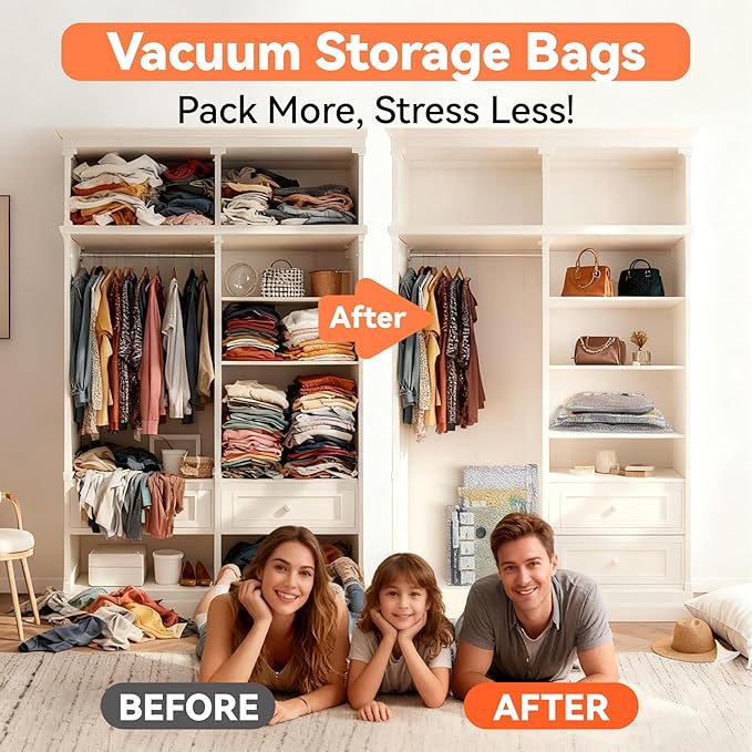 Vacuum Bags for Travel with USB and TYPE C Pump, 12 Pack Carry-on Size Compression Packing Bags for Luggage and Suitcase, Space Saver for Clothes and Clothing Travel（Grey）