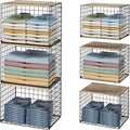 Widened & Heightened Closet Organizers And Storage Shelves With Top Board, Set of 3 Stackable Closet Shelf Organizer Storage Bin Basket For Clothes Sweaters,Space-saving, Sturdy,Wider Higher Size