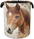 Horse Flowers Laundry Basket Collapsible Laundry Hamper Oxford Storage Bin for Clothes Storage, Toy Organizer, Books and Sundries 16" X 20.8"