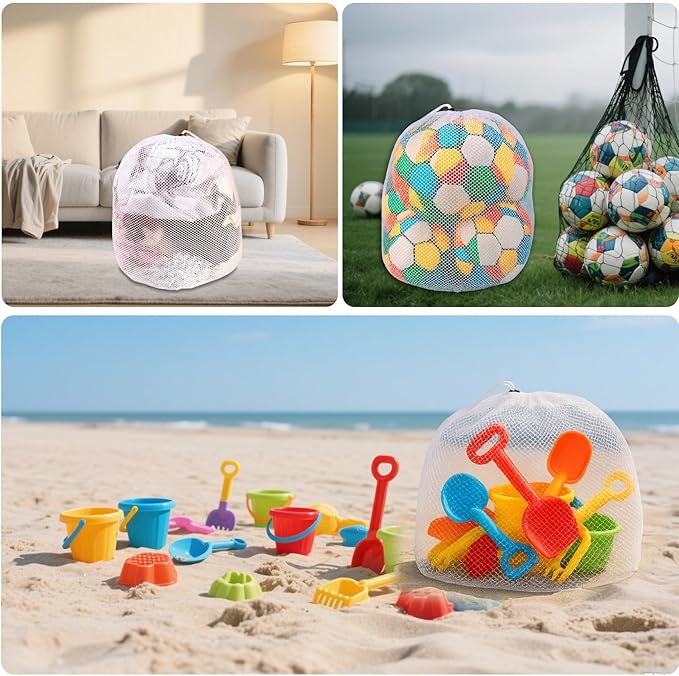 20x24 Inch Mesh Laundry Bag with Drawstring, Machine Washable White Net Washing Bag for Home Travel Hotel College Dorm Apartment Wash