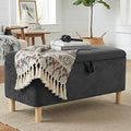 Ottoman with Storage, Storage Ottoman Bench, Entryway Bench with Wood Legs for Living Room, Sitting Area, Dark Grey