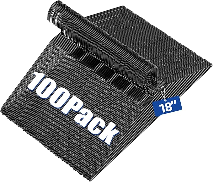 18 Inch Wire Metal Clothes Hangers Bulk 100 Pack, Extra Long for Large Size Suits, Coats, Shirts, Pants, Skirts, Ultra Thin, Space Saving, Non Slip, Black