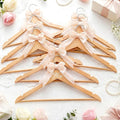 Geelin 8 Pcs Bride Dress Hanger and Bridesmaid Hangers for Wedding Ribbon Bow Pearl Elegant Wooden Mrs. Hangers for Bridal Keepsake Bridal Shower Wedding Day Gift