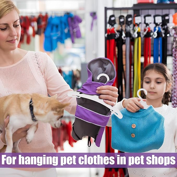 48 Pcs Dog Clothes Hangers 7 Inch Wide Non-Slip Plastic Pet Clothes Hangers Pet Clothing Holder Coat Hanger for Small Dog Cat Puppy Chihuahuas(White)