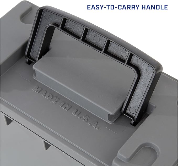 Sheffield 12759 4-Pack Ammo Storage Box, Stackable .30 Cal Field Boxes, Water and Dust Resistant, Lockable Storage Box with Handle, Secures Hunting Gear, Supplies, and Bullets, Made in USA, Gray