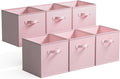 GRANNY SAYS Cube Storage Bins, 11 Inch 6 Pack Storage Cube Organizer, Foladble Fabric Storage Boxes with Handle, Decorative Clothing Storage Baskets for Shelves, Closet, Pink