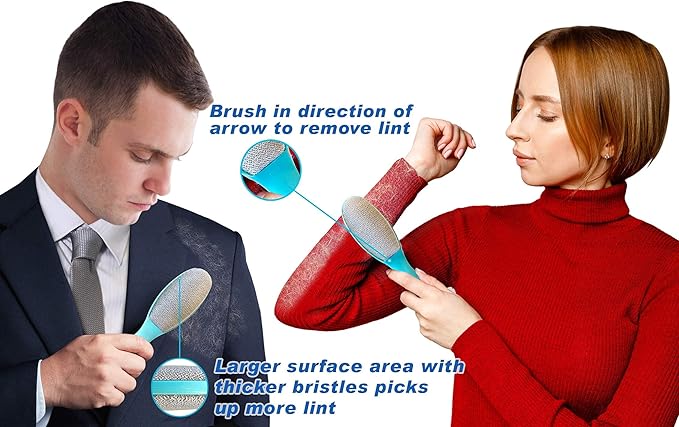 ezclean 2 Pack Lint Brush for Clothes, Couch, Furniture Reusable & Double Sided Pet Hair Remover Brush, Cleaner for Dog Cat Hair, Magic Velvet Lint Remover for Clothes, Fabric, Upholstery, Fuzz, Dust