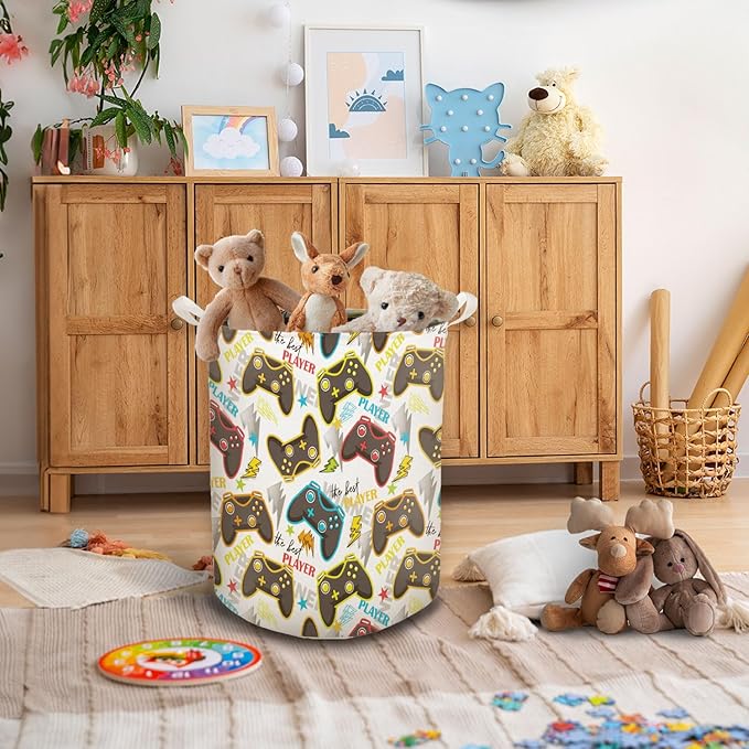 Color Game Machine Laundry Basket, Toybox for Boys Room, Colorful Laundry Basket Hamper Waterproof Collapsible Clothes Toys Storage Bin Organizer for Bedroom Bathroom Boys Gamer Room