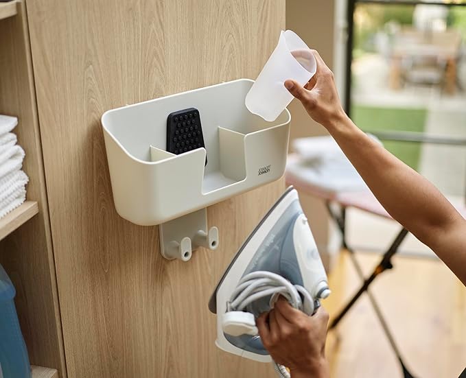 Joseph Joseph IronHub Wall mounted Iron Holder and Jug Storage Organizer with Adjustable Ironing Board Hanger, and Heat-Resistant Iron Pad