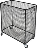 Rolling Laundry Basket Cart, Metal Laundry Hamper with Wheels, Laundry Organizer Basket Cart, Clothes Storage Organizer Hamper for Living Room,Bathroom,Closet (Black, Rectangular)