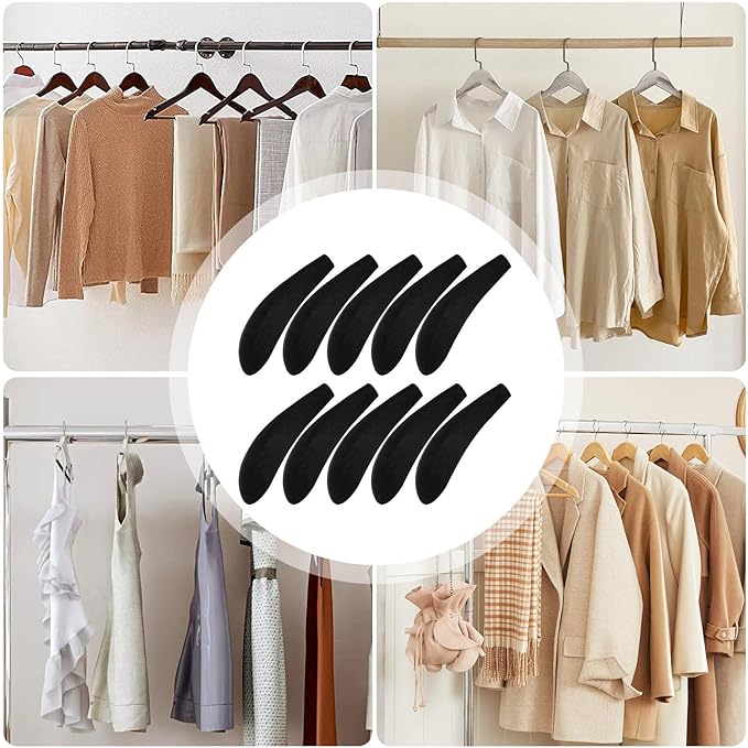 Generic Hanger Shoulder Foam, 10pcs Sweater Hanger Shaper, Non Slip Wide Standard Suit Velvet Hangers Pads for Home, Hotel, Dorm, Closet, Wardrobe (Black)