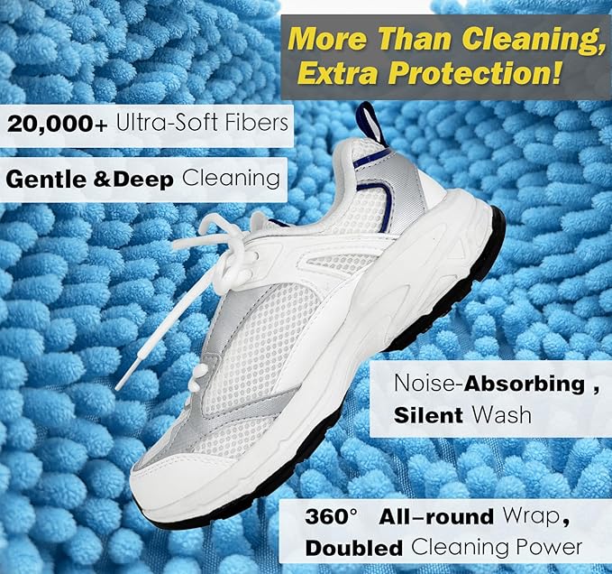 Shoe Washing Machine Bag,Laundry Shoe Bag for Washer and Dryer,Reusable Shoe Cleaning Bag for Sneakers,Tennis Shoes,With Self-locking Zipper, Microfiber Inside,Include Shoes Storage Bag (Blue(2PC))