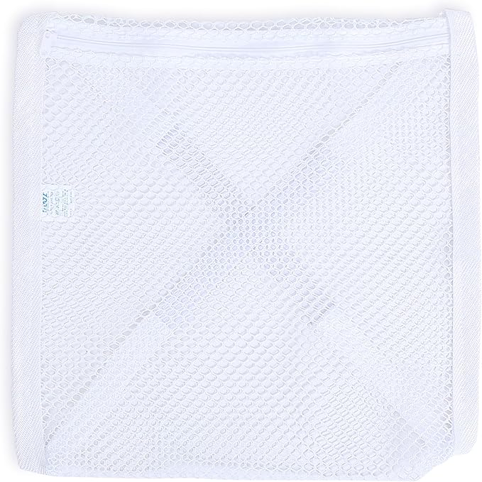 Smart Design Sneaker Dryer & Wash Bag w/ Elastic Straps - Durable Fabric - for Shoes, Clothing, & Laundry - Home Organization (15.5 x 15.5 Inch) [White]