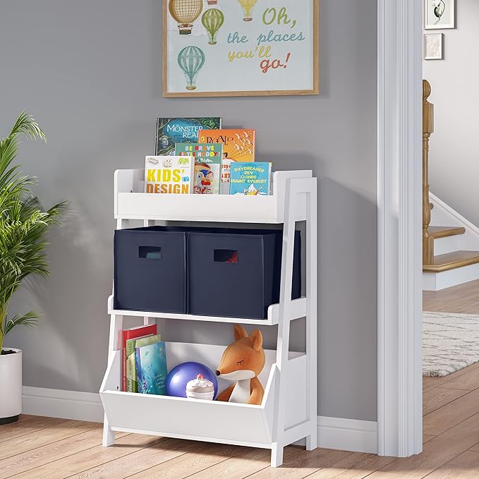 RiverRidge Folding Storage Bins with Handles Navy Cube Storage Organizer for Closet, Bedroom & Playroom - Closet Organizers and Storage Set of 4