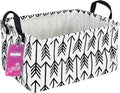 Rectangular Storage Basket Fabric Organizer Bin for Toys,Books,Clothes,Gifts,Pets-Perfect for Home,Office,Nursery,Dorm,Shelf(Rec Black Arrows)