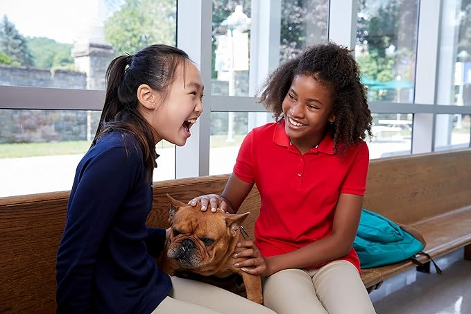 French Toast Girls' Picot Collar Polo Shirt with Long Sleeves (Kids Standard & Plus Size)