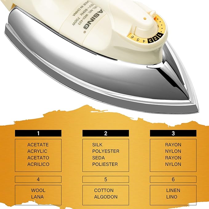 Lightweight Portable Dry Iron for Industry Household Usage Upgraded Mirror Stainless Steel Soleplate Without Steam 700W Gift for Housewarming