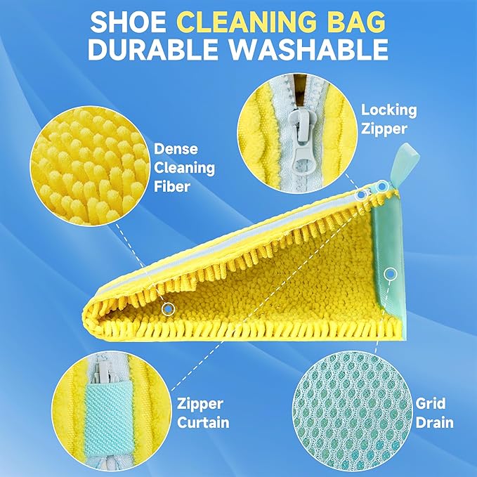 ShoeShaped Shoe Washing Machine Bag for Washer and Dryer, 2 Pack, Reusable Laundry Shoe Bag, Shoe Cleaning Bags for Sneakers, Tennis and Various Shoes Types With Self-locking Zipper