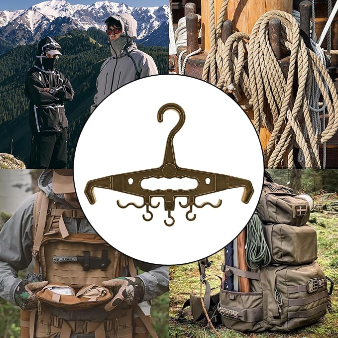 YOZWOO Heavy Duty Hangers Plastic Clothes Hangers with Detachable Hanger and Wetsuit Hanger - 200lb Load Capacity Non-Slip Design for Body Armor, Police Vest, Wetsuit, and Survival Gear (Khaki)