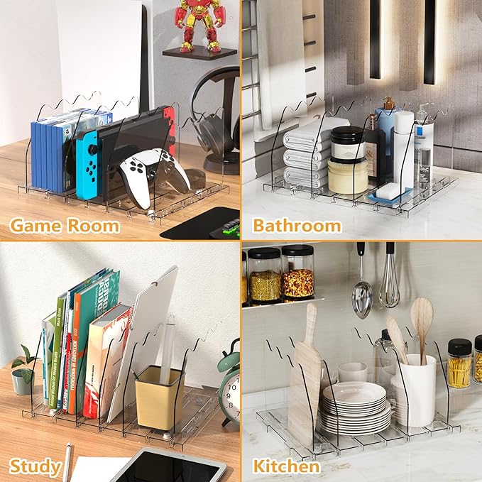 Ronlap Purse Storage Organizer for Closet, Clear Closet Bag Storage Dividers Rack Shelf Purse Dividers for Closet Organization Handbag Separators Closet Purse Organizers and Storage, 4 Pack, Clear