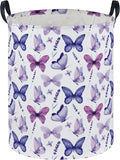 Butterfly Laundry Basket Kids Hamper for Nursery Boy and Girl Hamper Cute Kids Toys Storage Bin Organizer Room Decor for Home(Purple Butterfly)