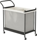 Laundry Hamper with Wheels - 2 Section Laundry Basket 140L, Removable Washable Bags, Height-Fitted Rolling Laundry Cart for Laundry Room & Bedroom