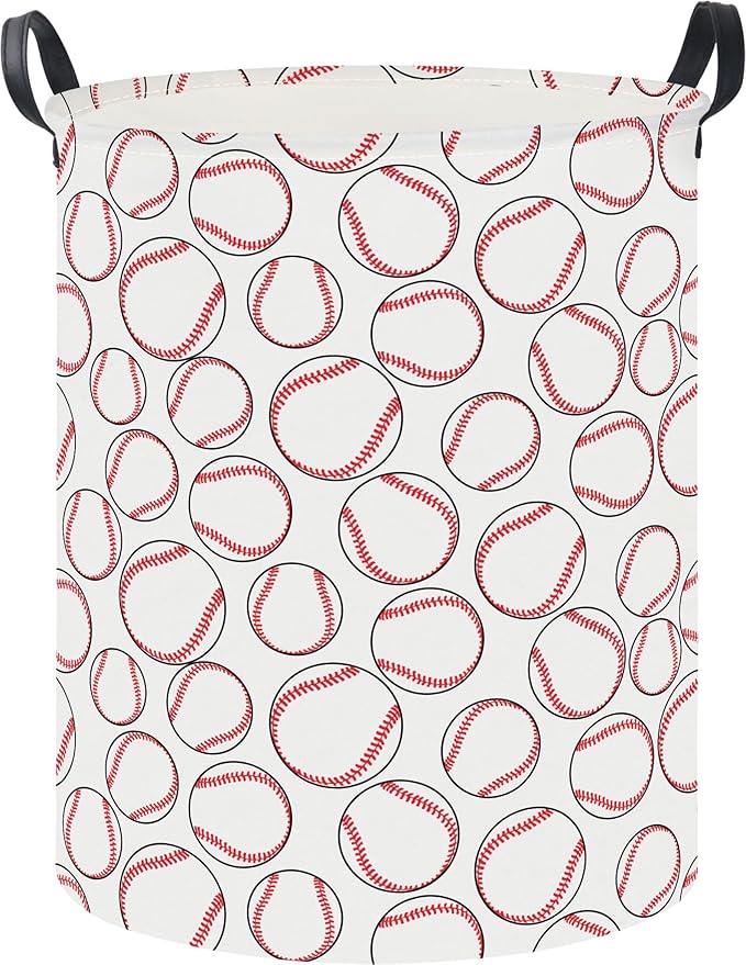 19.7" Laundry Basket,Kids Dirty Clothes Hamper,Waterproof Toys Storage Bin,Room Decor,Gift Baskets,Baby Nursery Hamper(Baseball)