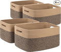 4 Pack Storage Baskets for Organizing, Woven Baskets for Shelves - Perfect for Toys, Books, Towels, and Clothes, Durable Gift Basket Bins Toy Storage, 15.7''Lx11.8''Wx7.8''H, Black and Brown