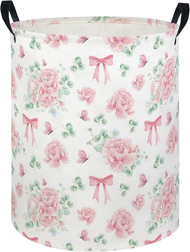 Baby Laundry Hamper kids laundry Basket Waterproof Laundry Bag for Bedroom Toy Clothes Organizer Room Décor(Bowknot Flower)