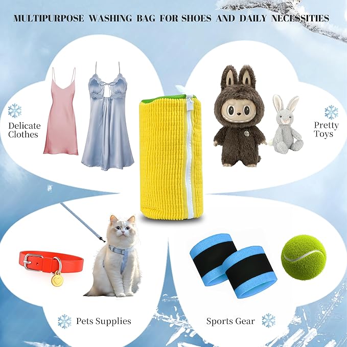 Shoe Washing Machine Bag, Laundry Shoe Bag for Washer and Dryer,2Pcs Reusable Shoe Bag for Washing Machine Fit Most Shoes Types (Yellow 2 pcs)