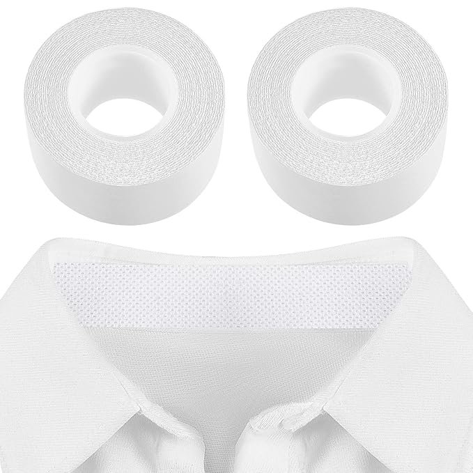 Jecery 2 Rolls 2 Rolls Sweat Pads Collar Protectors for Men Shirts, Disposable White Shirt Neck Tape, Dress Hat Collar Self Adhesive Invisible Liner Patch Against Sweat Stain (1.18 Inch)