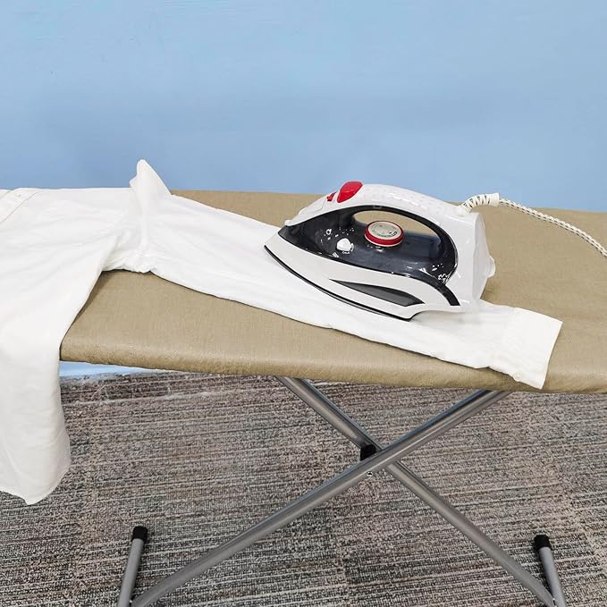 Ironing Board Cover and Pad, Standard Size 15x54, Thick Padding, Elastic Edge, Silicone Coated, Adjustable Fastener, Heavy Duty Padded Iron Board Covers (Sandy Beige, 15" x 54")