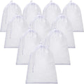 TecUnite 10 Pcs Mesh Laundry Bags with Drawstring Multicolor Mesh Sack Bag Nylon Gift Dishwasher Bag with Sliding for Storage Clothes Socks Jewelry Gifts Toys Fruit(24 x 36 Inch,White)