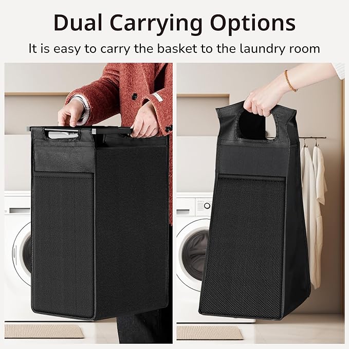 Laundry Sorter, Laundry Basket with 3 Pull-Out Removable Oxford Fabric Bags, 3 x 10.6 Gallons, Total 120L, Cloth Laundry Hamper with a Top Shelf 36.4"x13" (Black and Rust)