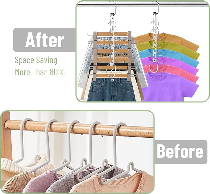 Mr. Pen- Metal Space Saving Hangers for Clothes, 20 Pack, 6 Slots, 360° Rotating Hooks, Metal Hangers, Wardrobe Organizer, Magic Cascading Hanger, Closet Space Saver, Closet Organizers and Storage