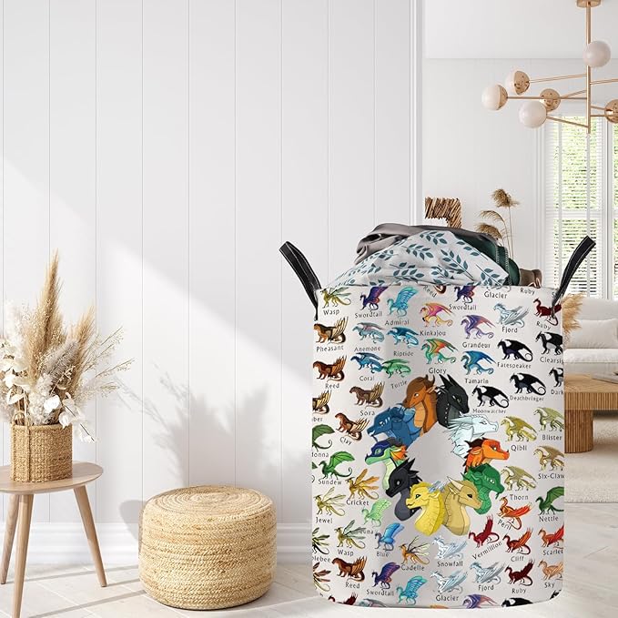 G2TUP Wing Dragon Darkstalker Storage With Handles Bucket Dragons Gift Dragon Tribes Foldable Storage Bucket Wings Dragon Bookish Merch (W Dragon LB)